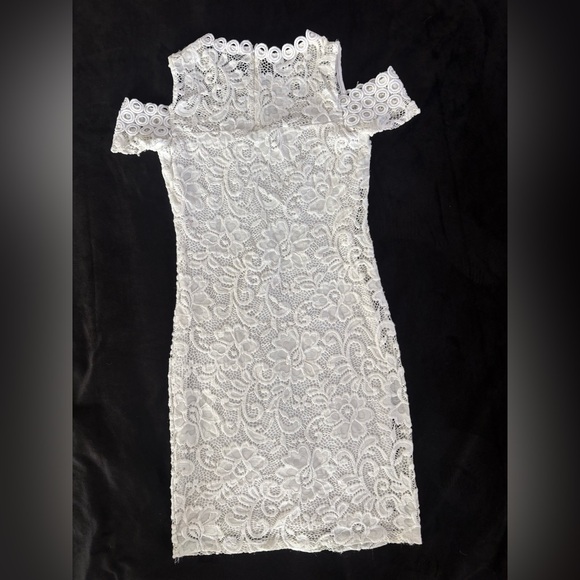 Ambiance White Lace Cold Shoulder Mini Dress - Picture 5 of 6